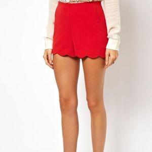 SALE 2XHP Dalia Collection Red Scalloped Hem Shorts